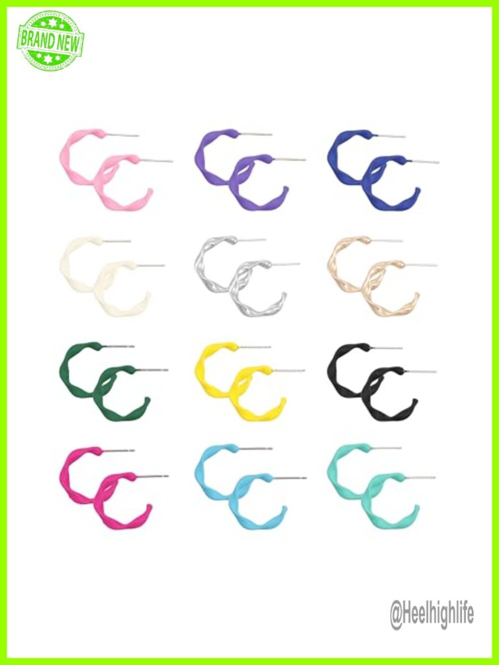 12 Pairs Hoop Earrings 20mm 925 Sterling Silver Posts Lightweight